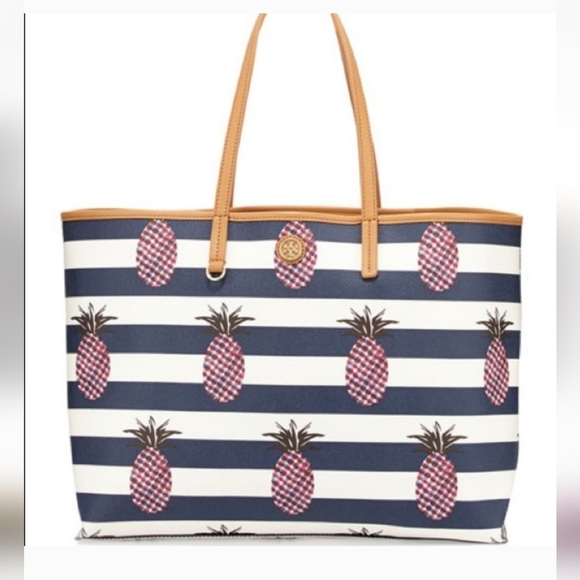 🔹️ Tory Burch 🔹️kerrington pinepple large tote bag with COA✨️💙 - Picture 1 of 14